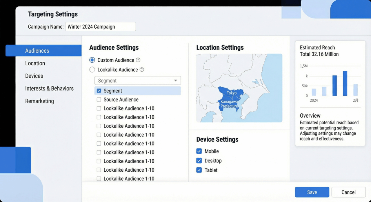 ターゲティング設定の管理画面イメージ