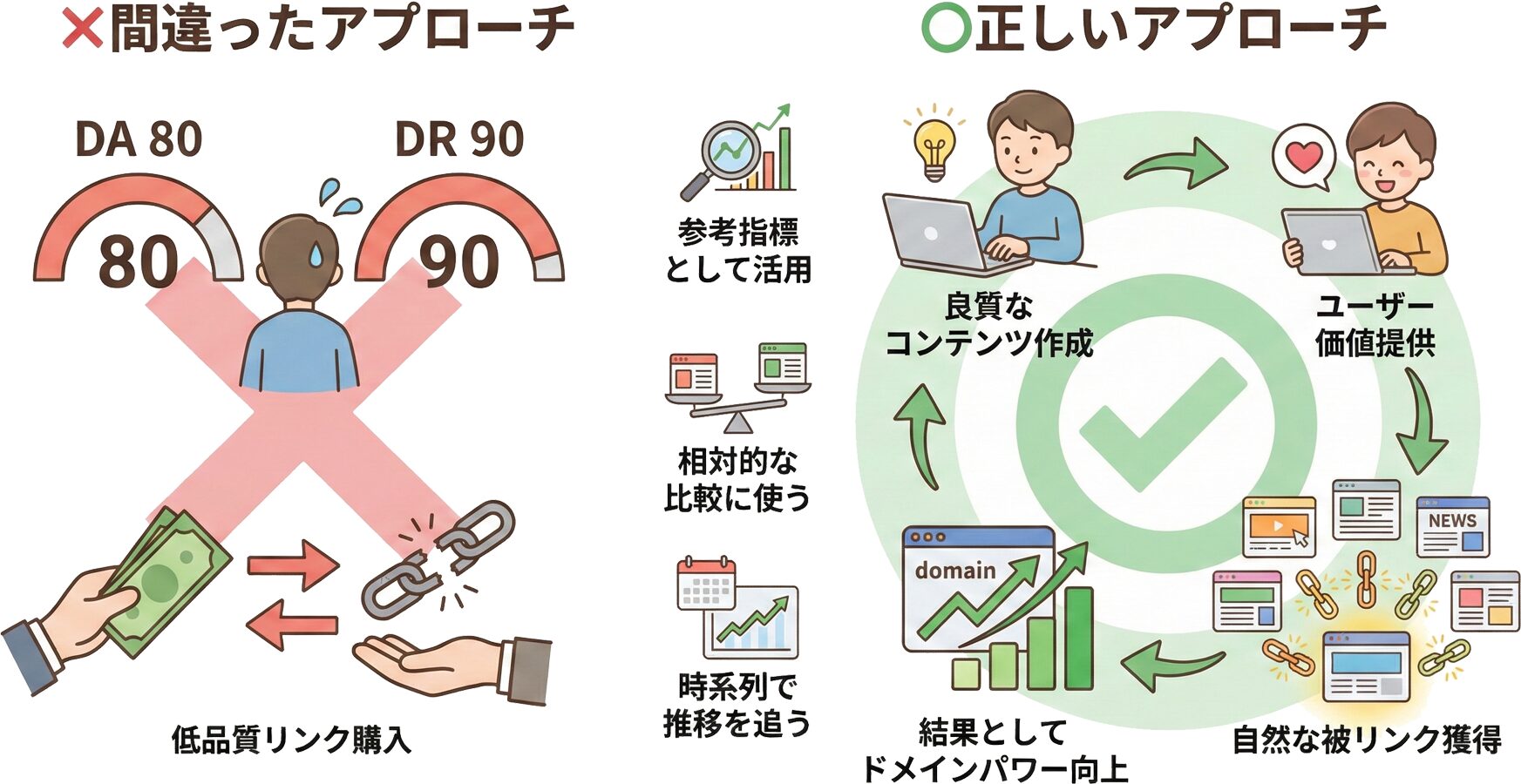 ドメインパワー活用の正しいアプローチを示す図
