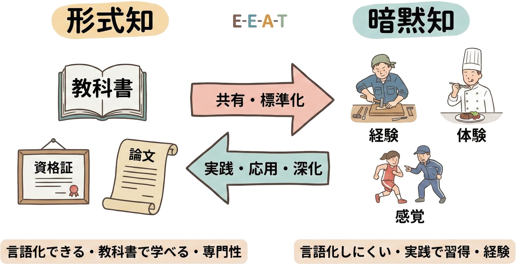 形式知と暗黙知の関係を示す図解