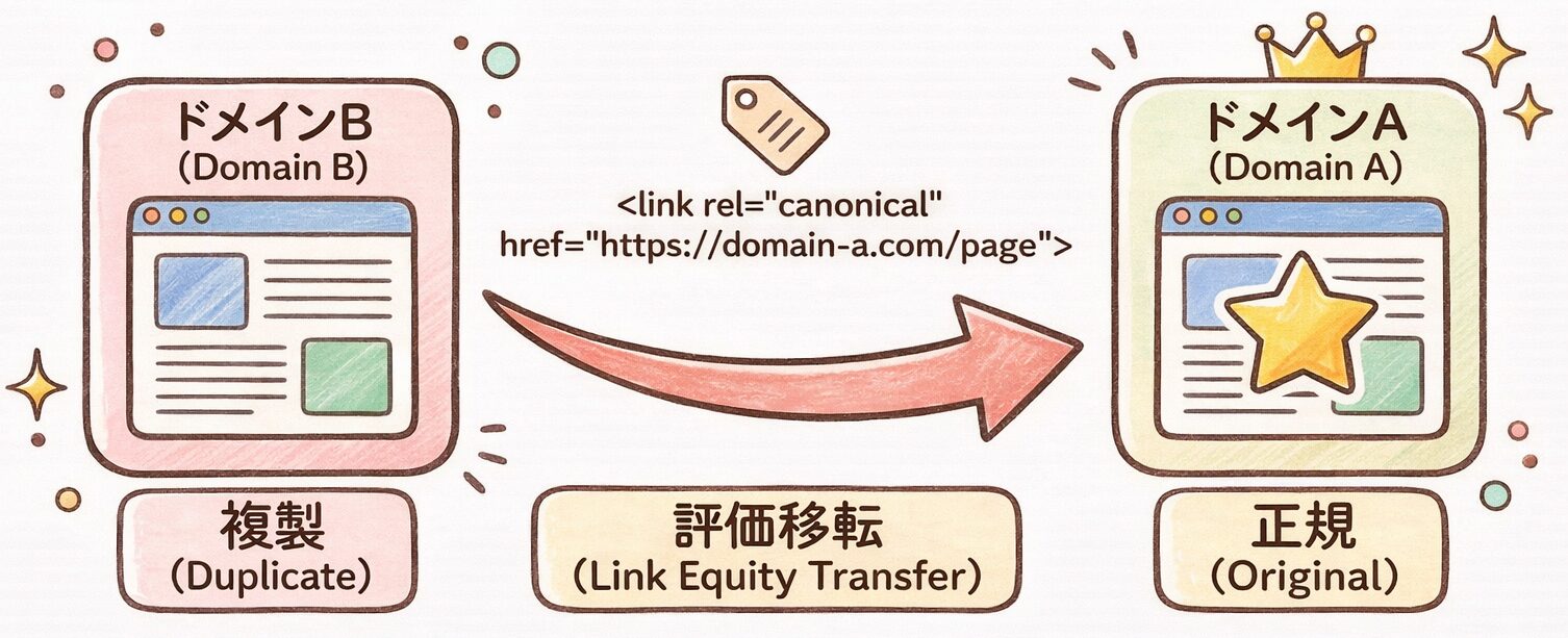 クロスドメインCanonicalの設定例